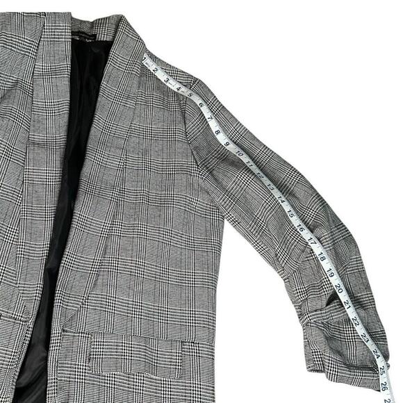 Shine Star Grey Micro Plaid Open Front Slouchy Blazer Functional Pockets Medium - Picture 10 of 10